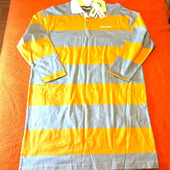 Zara Spalding stripe orange and blue long sleeves polo t-shirt dress NWT - Picture 3 of 8